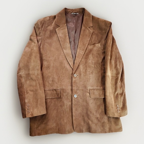WH Belk Other - WH Belk Blazer Vtg Men 44L GOAT Suede Leather Brown